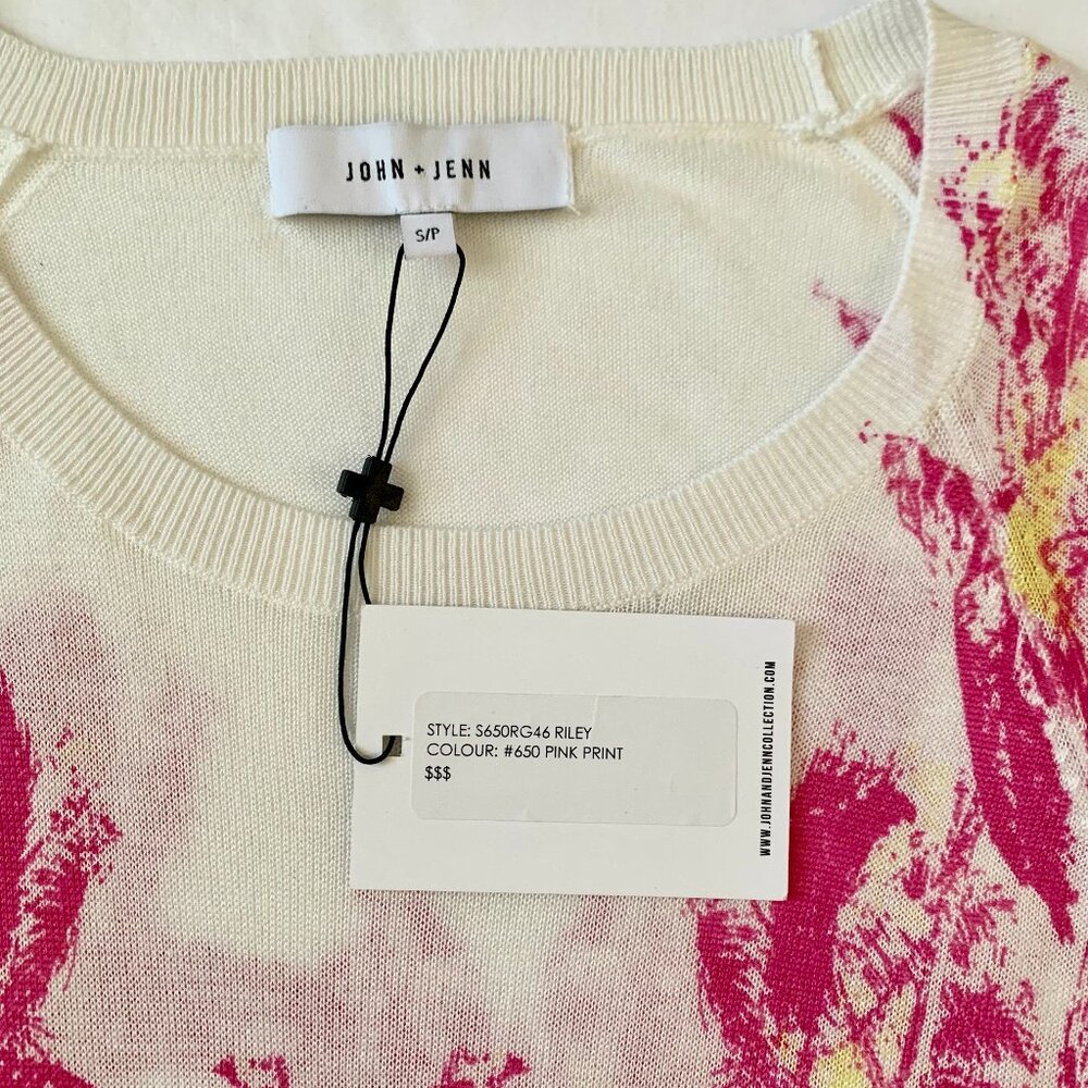 John + Jenn Long Sleeve Knit Top Palm Tree Resort Tropical Vacation Bohemian - Picture 2 of 9